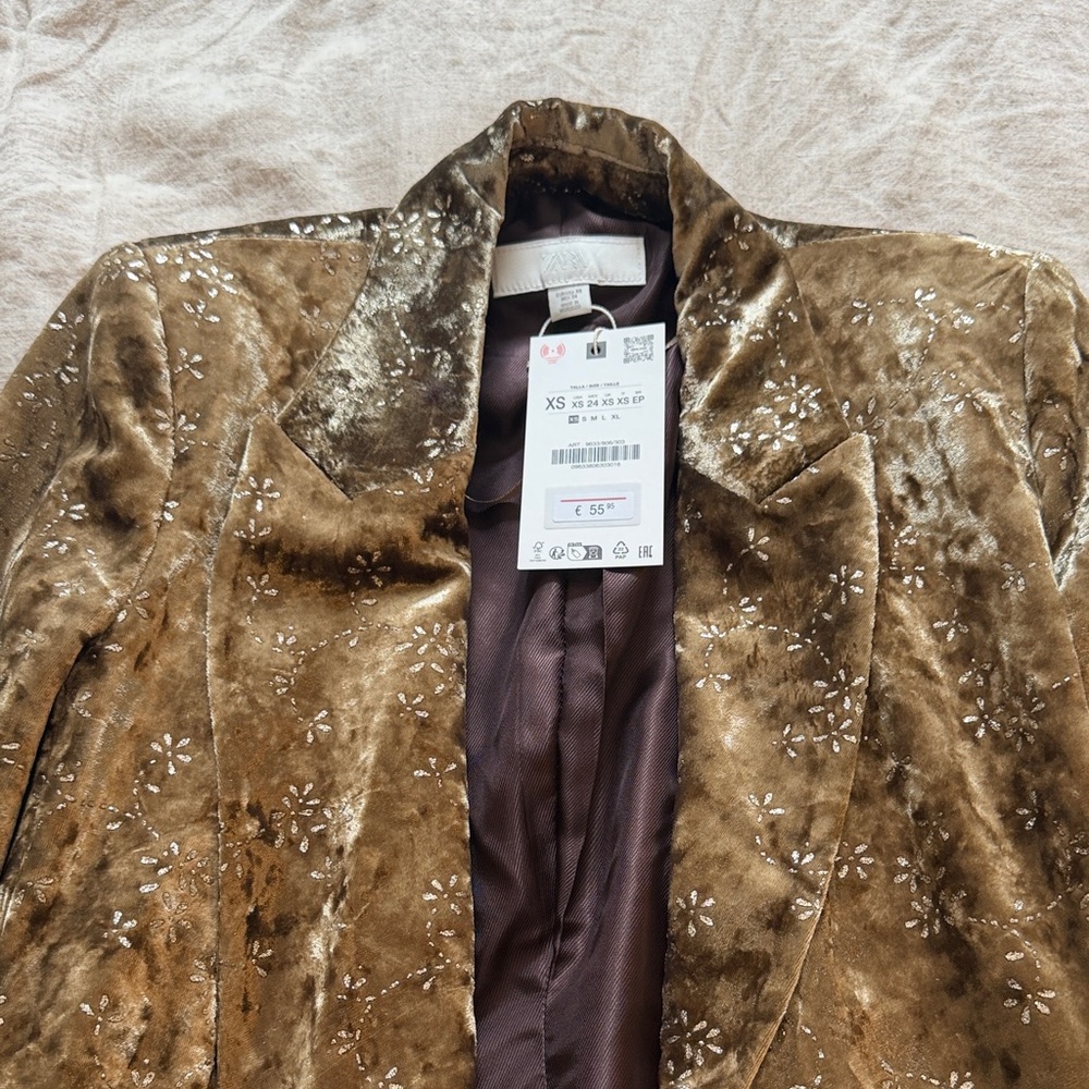 BNWT Full Set Zara Velvet Blazer and Balloon Pant (Size XS) - Picture 3 of 5